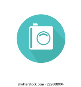 Vector photo camera icon with long shadow
