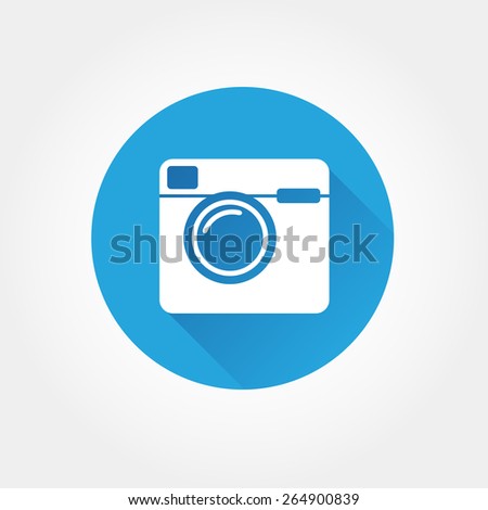 Vector photo camera icon with long shadow