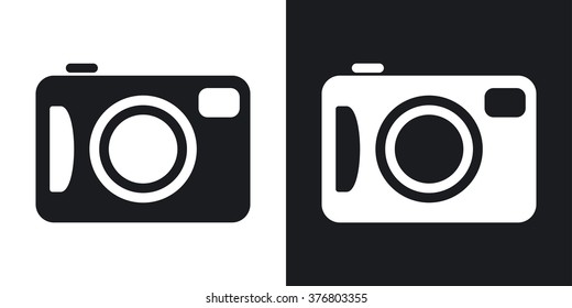 Vector photo camera icon. Two-tone version on black and white background