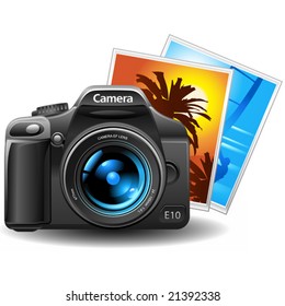 vector photo camera with pictures