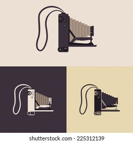 Vector photo camera in retro style isolated