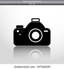 Vector photo camera web icon, flat design