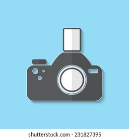 Vector photo camera web icon, flat design