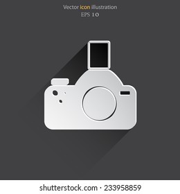 Vector photo camera web icon, flat design