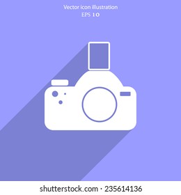 Vector photo camera web icon, flat design