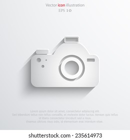 Vector photo camera web icon, flat design
