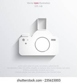 Vector photo camera web icon, flat design