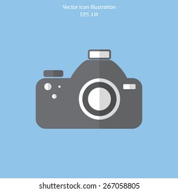 Vector photo camera web icon, flat design