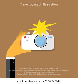 Vector photo camera web icon, flat design