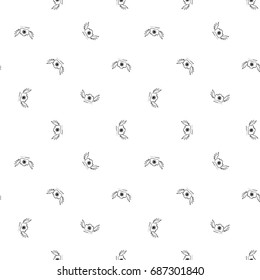 Vector photo camera with wings seamless pattern. Photography and photo studio hand drawn design signs, logos, identity, labels, badges, branding objects for business. Black sketch on white background.