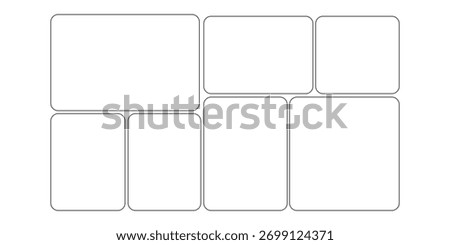 Vector photo collage 7 frames. Empty template for album, scrapbook, memory board, and portfolio display.