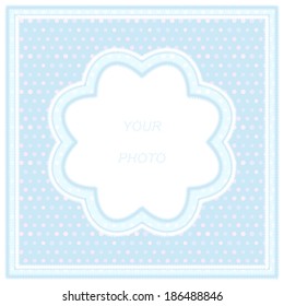 Vector photo frame in blue and white colors