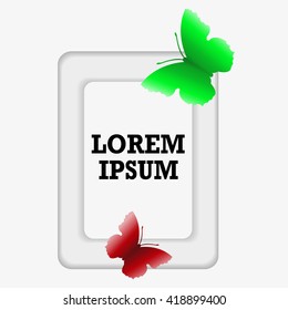 Vector of photo frame with butterflies symbol or icon.
