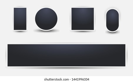 Vector photo frame design layout. White border on a white background. Set of Various forms. EPS10