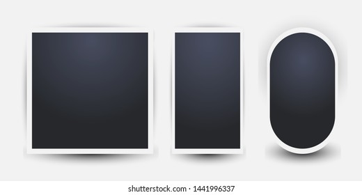 Vector photo frame design layout. White border on a white background. Set of Various forms. EPS10