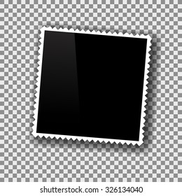 Vector Photo Frame Isolated on Checkered Background. Checkered Pattern