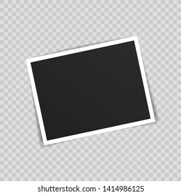 Vector Photo frame mockup design. Photo frame on sticky tape isolated on transparent background. Vector illustration.