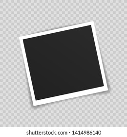 Vector Photo frame mockup design. Photo frame on sticky tape isolated on transparent background. Vector illustration.