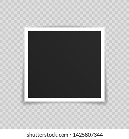 Vector Photo frame mockup design. Photo frame on sticky tape isolated on transparent background. Vector illustration.