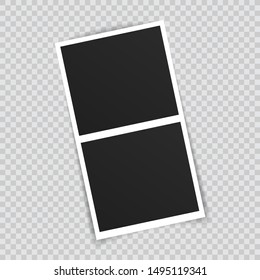 Vector Photo frame mockup design. Photo frame on sticky tape isolated on transparent background. Vector illustration.