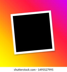 Vector Photo frame mockup design. Template photo design. Photo frame on sticky tape isolated on transparent background. Vector illustration.