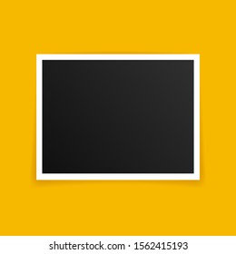 Vector Photo frame mockup design. Photo frame isolated on yellow background. Vector illustration