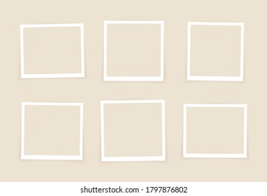 Vector Photo frame mockup design. Super set photo frame isolated on pastel color background. Vector illustration.