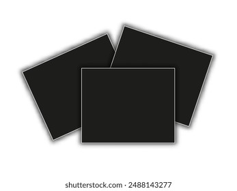 Vector photo frame mockup design. Black and white frame on a transparent background.