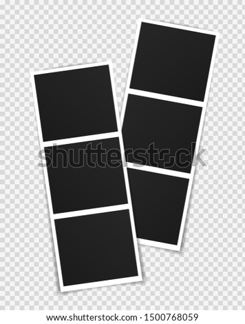 Vector Photo frame mockup design. Photo frame on sticky tape isolated on transparent background. Vector illustration.