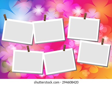 Vector of photo frame on abstract flower background design