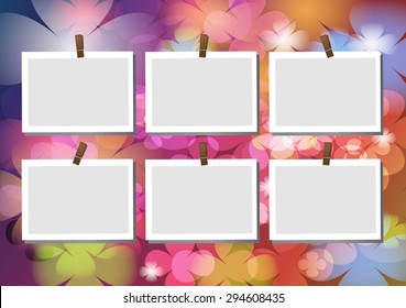 Vector of photo frame on abstract flower background design