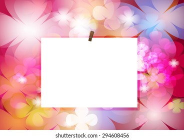 Vector of photo frame on abstract flower background design