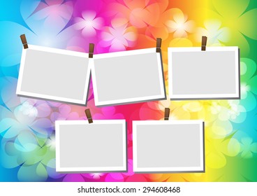 Vector of photo frame on abstract flower background design