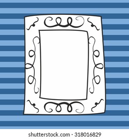 Vector photo frame on blue stripes background