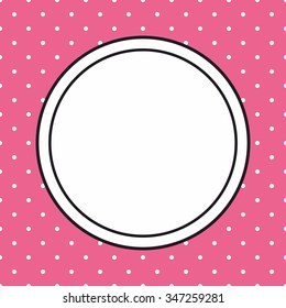 Vector photo frame on polka dots pink background