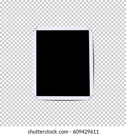 Vector photo frame placed in vintage photo album isolated on transparent background.