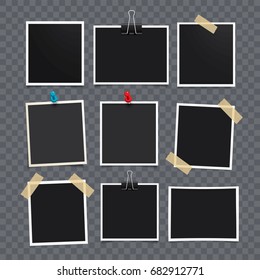 Vector photo frame.Set of realistic paper photograph.Template photo design.