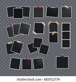 Vector photo frame.Set of realistic paper photograph.Template photo design.