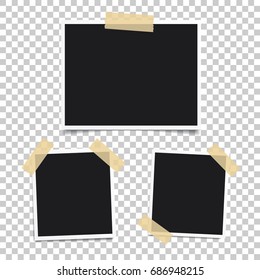 Vector photo frame.Set of realistic paper instant photograph.Template design.