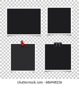 Vector photo frame.Set of realistic paper instant photograph.Template design.
