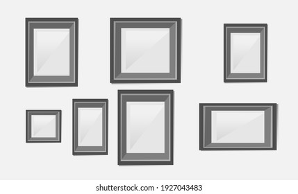 Vector photo frame set for templates, empty photo frame mock up