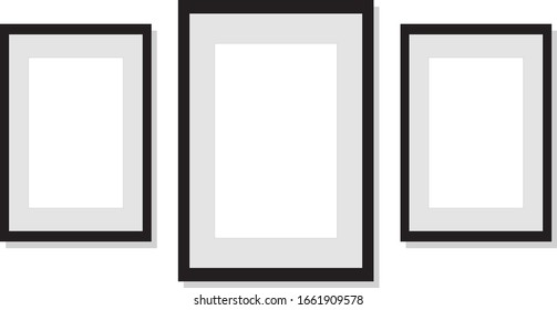 vector photo frame of three pieces aligned