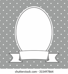 Vector photo frame and white polka dots on grey background