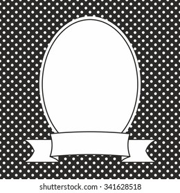 Vector photo frame and white polka dots on black background