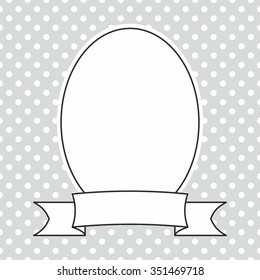 Vector photo frame and white polka dots on grey background