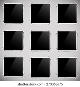 Vector Photo Frames Isolated on Grey Paper Background. 