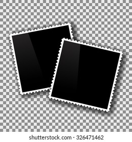 Vector Photo Frames Isolated on Checkered Background. Checkered Pattern