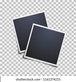 Vector Photo frames mockup design. White border on a transparent background