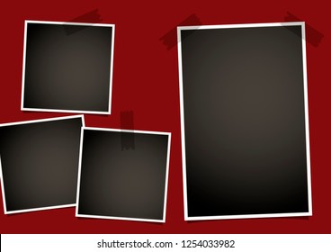 Vector photo frames on a bright background