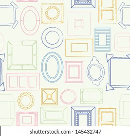 Vector photo frames pattern. Abstract seamless background with hand-drawn photo frames. Vector illustration
